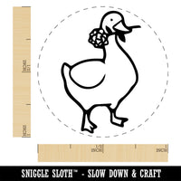 Romantic Goose with Flower Self-Inking Rubber Stamp Ink Stamper for Stamping Crafting Planners