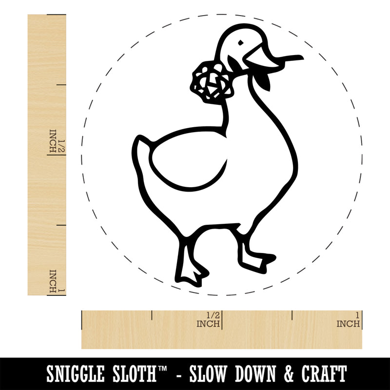 Romantic Goose with Flower Self-Inking Rubber Stamp Ink Stamper for Stamping Crafting Planners