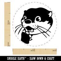 Shocked Surprised Otter Head Self-Inking Rubber Stamp Ink Stamper for Stamping Crafting Planners