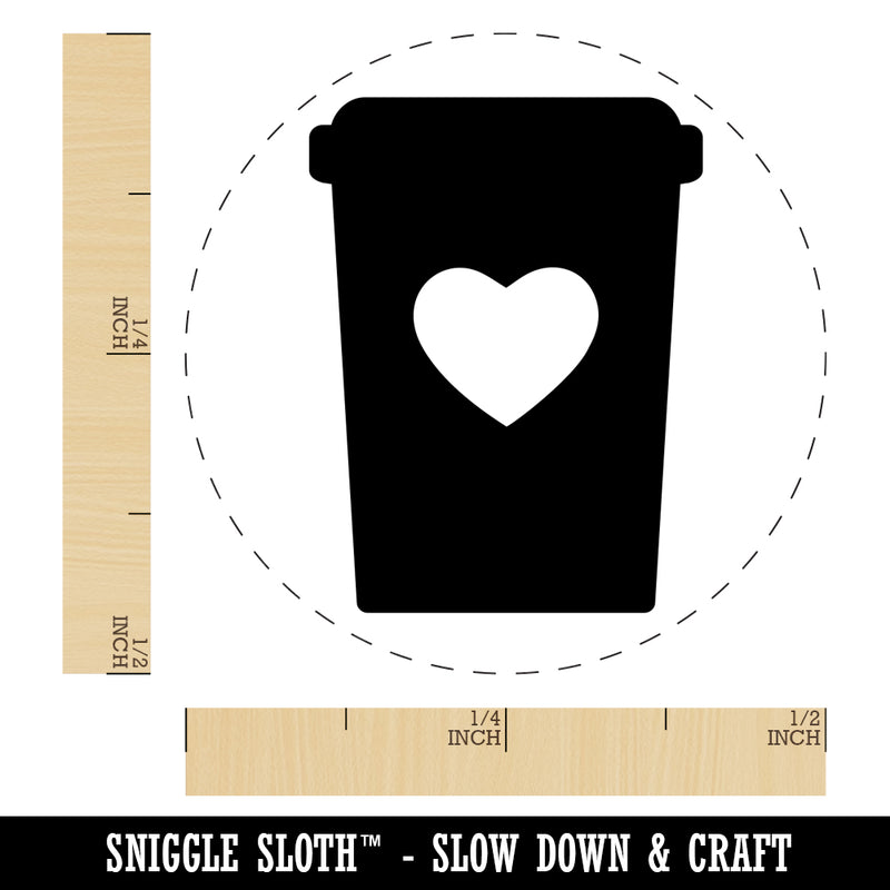 Coffee Cup Carafe with Heart Self-Inking Rubber Stamp for Stamping Crafting Planners