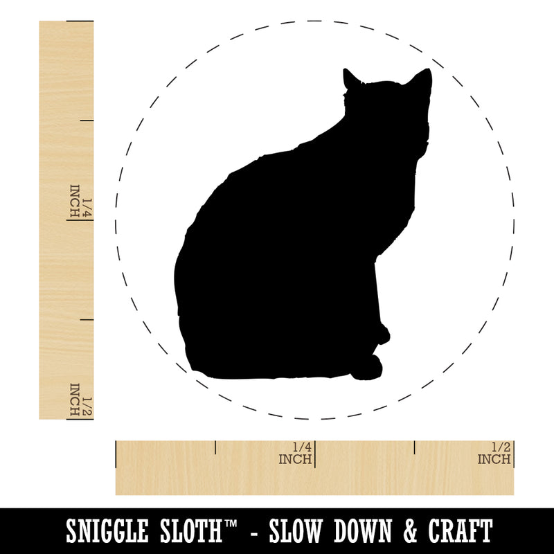 Cat Sitting Side Profile Solid Self-Inking Rubber Stamp for Stamping Crafting Planners