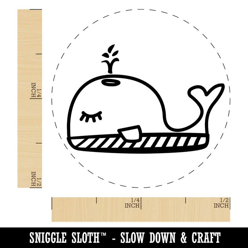 Snoozing Whale Doodle Self-Inking Rubber Stamp for Stamping Crafting Planners