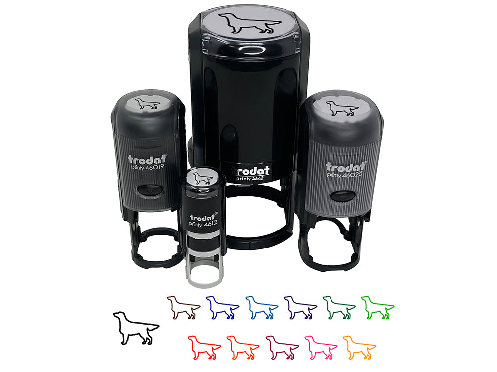 Flat-Coated Retriever Dog Outline Self-Inking Rubber Stamp for Stamping Crafting Planners