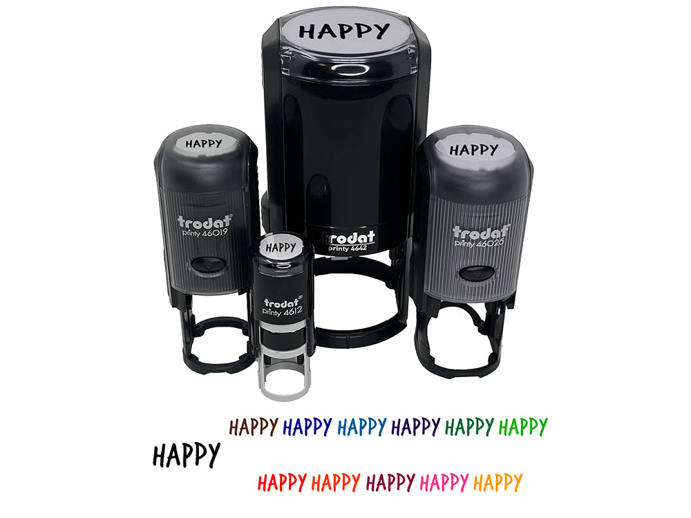 Happy Fun Text Self-Inking Rubber Stamp for Stamping Crafting Planners