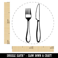 Fork Knife Utensils Eating Sketch Self-Inking Rubber Stamp for Stamping Crafting Planners