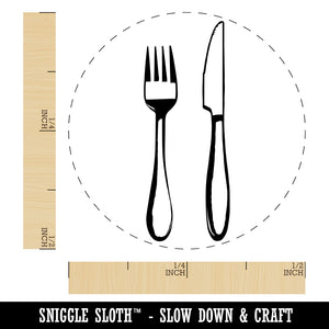 Fork Knife Utensils Eating Sketch Self-Inking Rubber Stamp for Stamping Crafting Planners