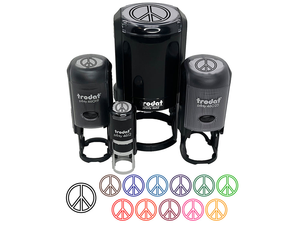 Peace Sign Outline Self-Inking Rubber Stamp for Stamping Crafting Planners