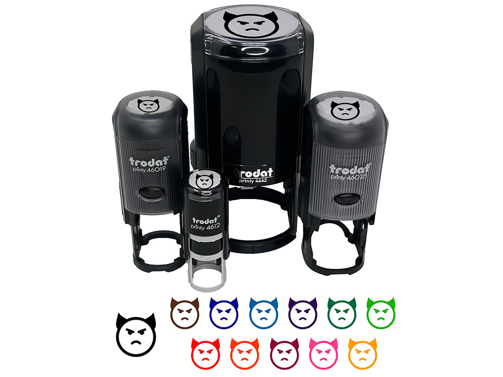 Angry Devil Face Emoticon Self-Inking Rubber Stamp for Stamping Crafting Planners