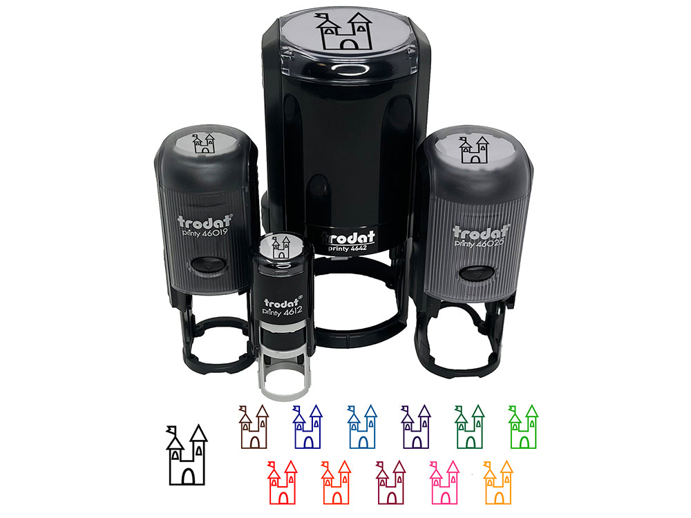 Castle Fairytale Self-Inking Rubber Stamp for Stamping Crafting Planners