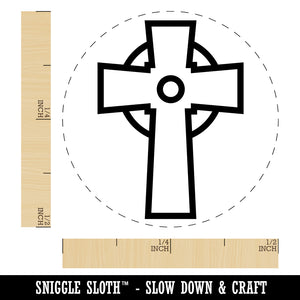 Celtic Cross Simple Outline Self-Inking Rubber Stamp for Stamping Crafting Planners