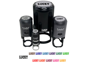 Lucky with Horseshoe Fun Text Self-Inking Rubber Stamp for Stamping Crafting Planners