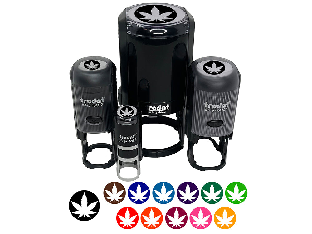 Marijuana Leaf in Circle Self-Inking Rubber Stamp for Stamping Crafting Planners