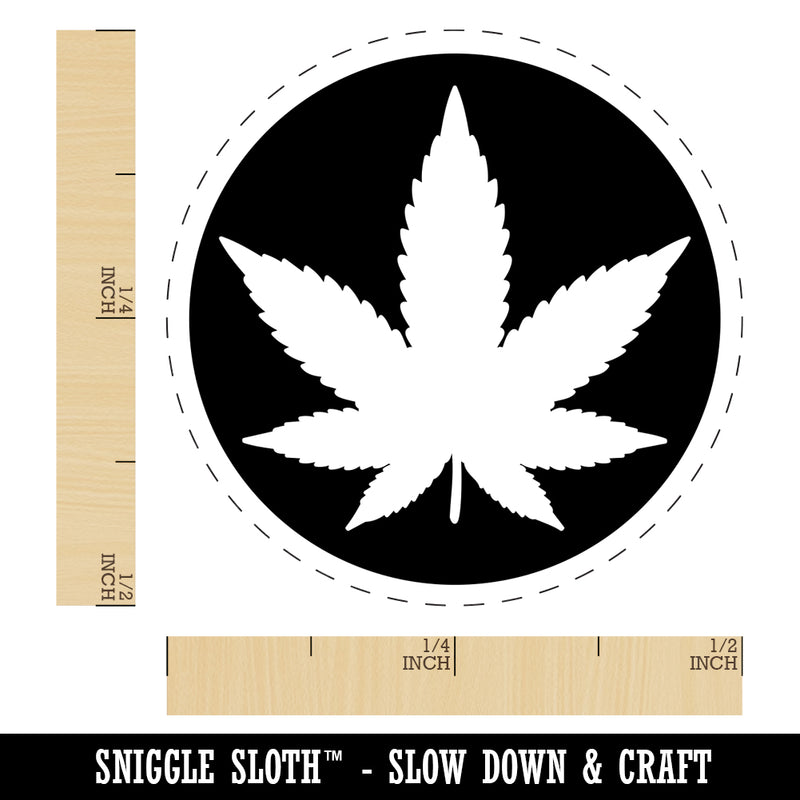 Marijuana Leaf in Circle Self-Inking Rubber Stamp for Stamping Crafting Planners