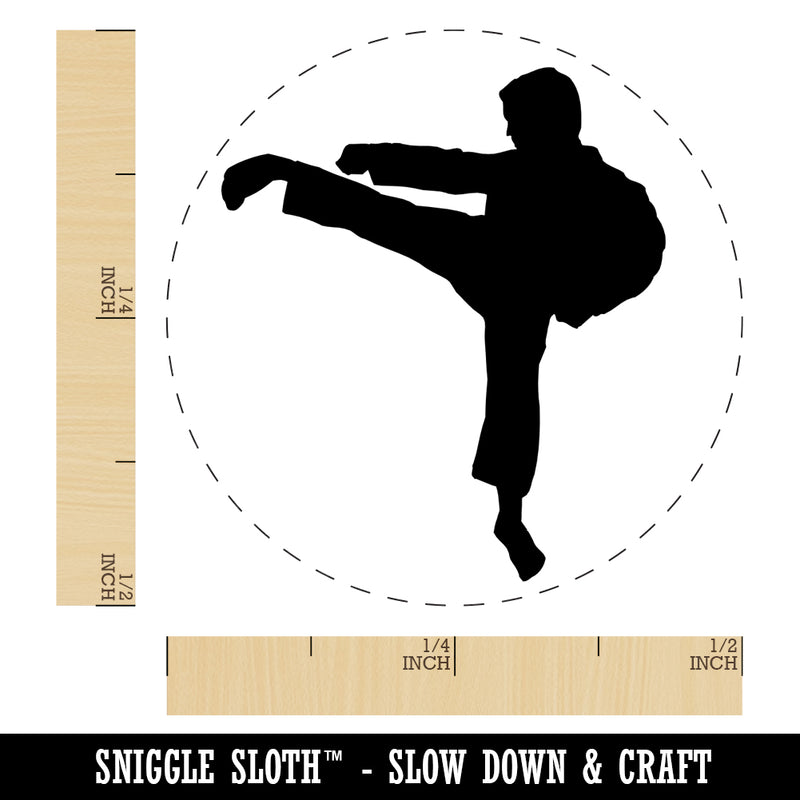 Martial Arts Karate Kick Solid Self-Inking Rubber Stamp for Stamping Crafting Planners