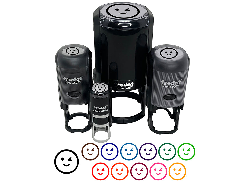 Winking Smiling Face Emoticon Self-Inking Rubber Stamp for Stamping Crafting Planners