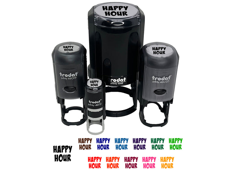 Happy Hour Fun Text Self-Inking Rubber Stamp for Stamping Crafting Planners
