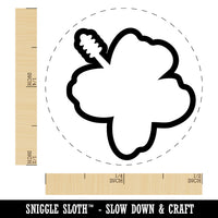 Hibiscus Hawaii Tropical Flower Outline Self-Inking Rubber Stamp for Stamping Crafting Planners