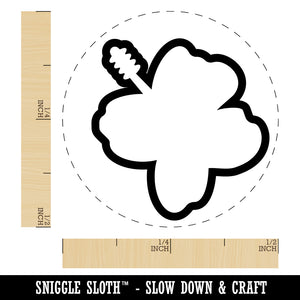 Hibiscus Hawaii Tropical Flower Outline Self-Inking Rubber Stamp for Stamping Crafting Planners