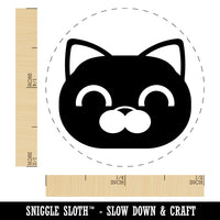 Round Cat Face Happy Self-Inking Rubber Stamp for Stamping Crafting Planners