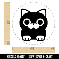 Round Cat Sitting Self-Inking Rubber Stamp for Stamping Crafting Planners