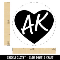 AK Alaska State in Heart Self-Inking Rubber Stamp for Stamping Crafting Planners