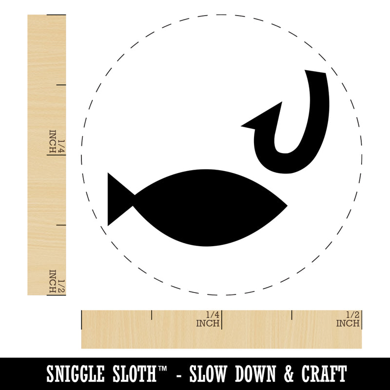 Fish and Hook Fishing Self-Inking Rubber Stamp for Stamping Crafting Planners