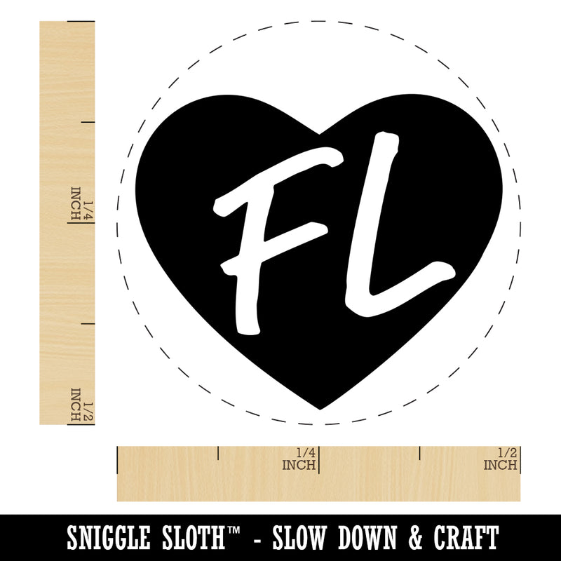 FL Florida State in Heart Self-Inking Rubber Stamp for Stamping Crafting Planners