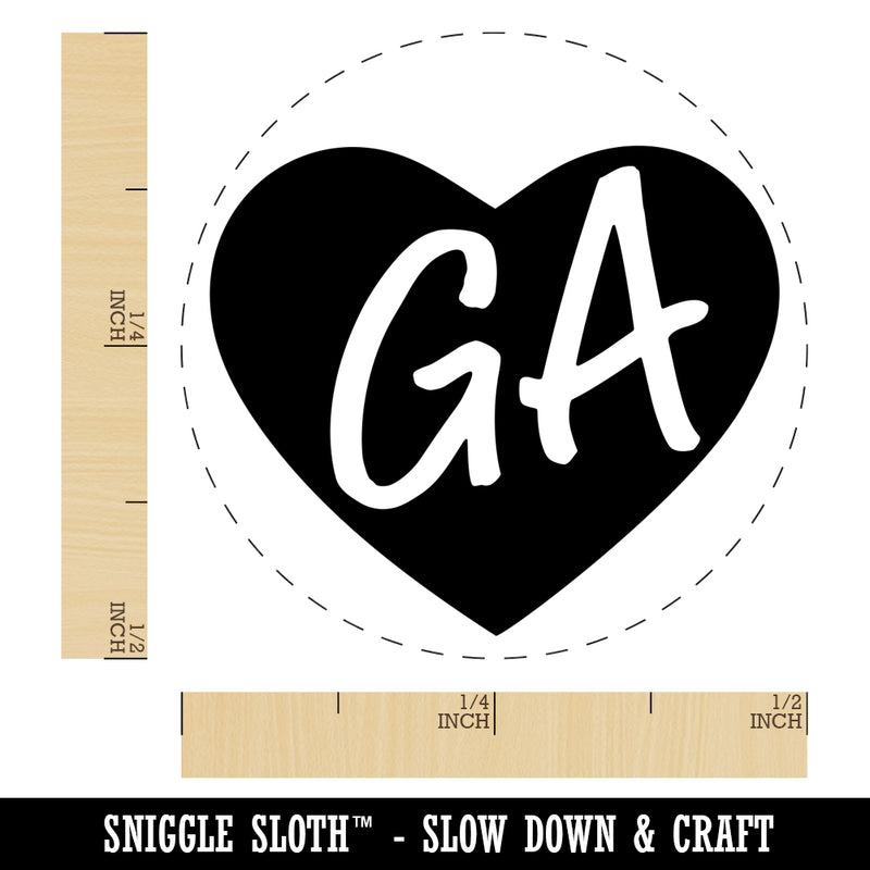 GA Georgia State in Heart Self-Inking Rubber Stamp for Stamping Crafting Planners