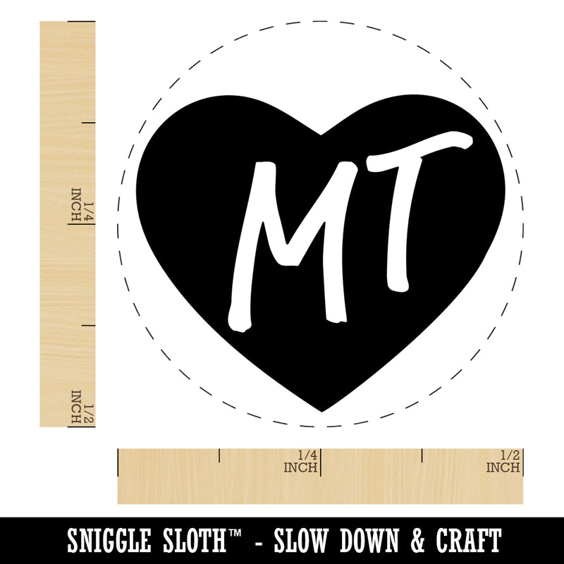 MT Montana State in Heart Self-Inking Rubber Stamp for Stamping Crafting Planners