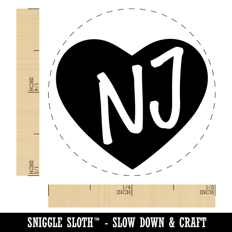 NJ New Jersey State in Heart Self-Inking Rubber Stamp for Stamping Crafting Planners