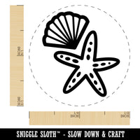 Starfish and Shell Beach Tropical Doodle Self-Inking Rubber Stamp for Stamping Crafting Planners