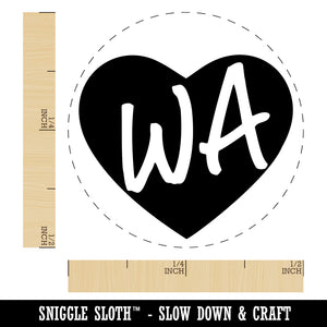 WA Washington State in Heart Self-Inking Rubber Stamp for Stamping Crafting Planners