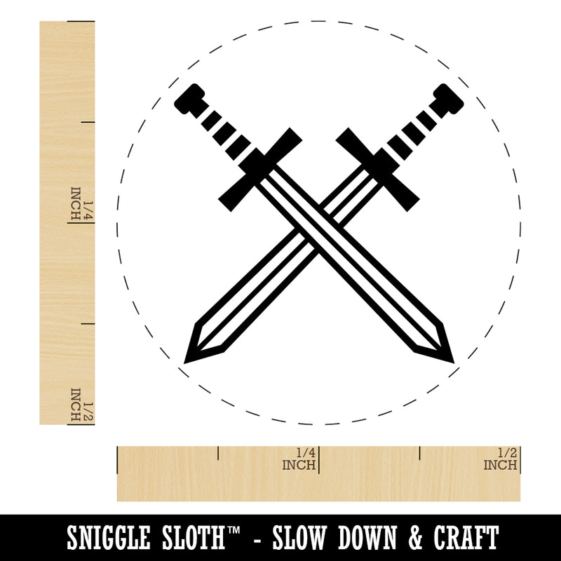 Crossed Swords Battle Icon Self-Inking Rubber Stamp for Stamping Crafting Planners