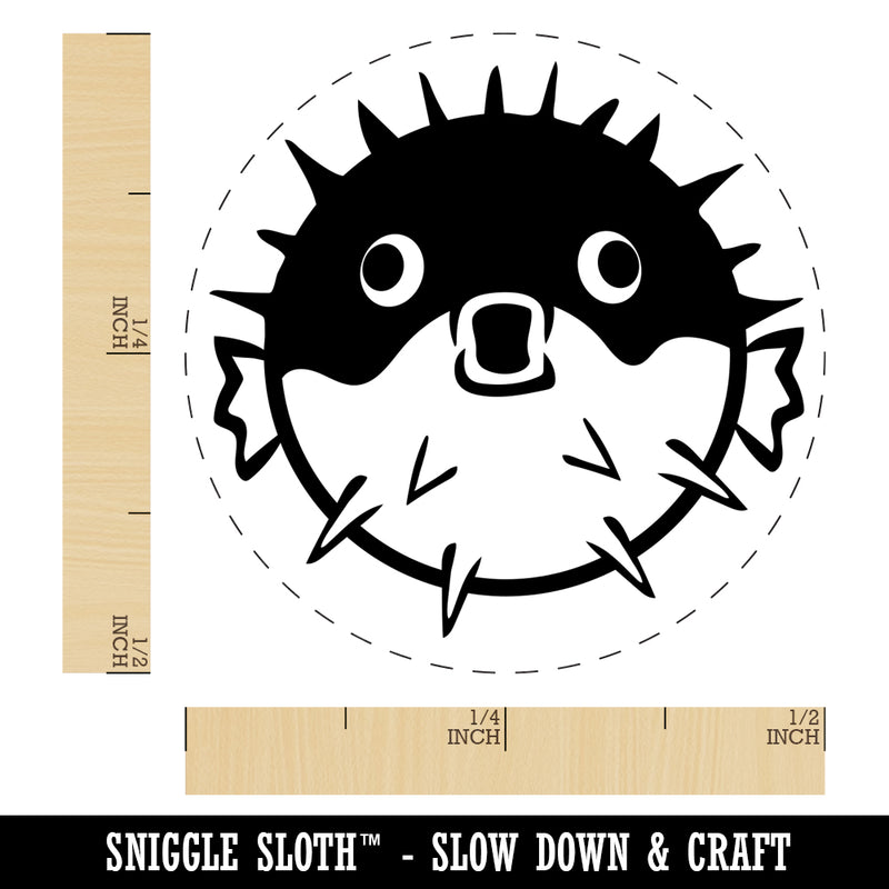 Startled Puffer Fish Self-Inking Rubber Stamp for Stamping Crafting Planners