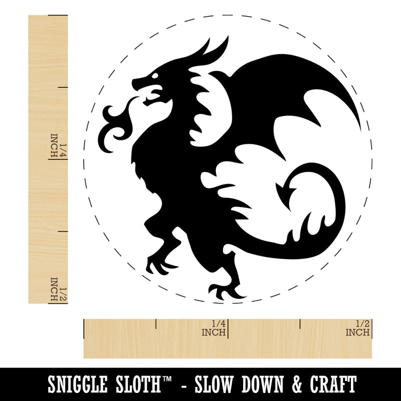 Wyvern Dragon Fantasy Silhouette Self-Inking Rubber Stamp for Stamping Crafting Planners