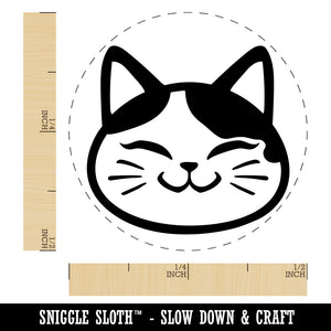 Happy Spotted Cat Face Self-Inking Rubber Stamp for Stamping Crafting Planners