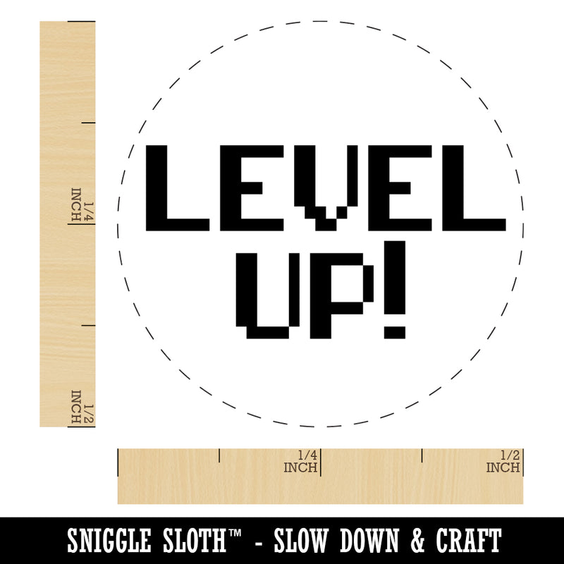 Level Up 8 Bit Digital Text Self-Inking Rubber Stamp for Stamping Crafting Planners