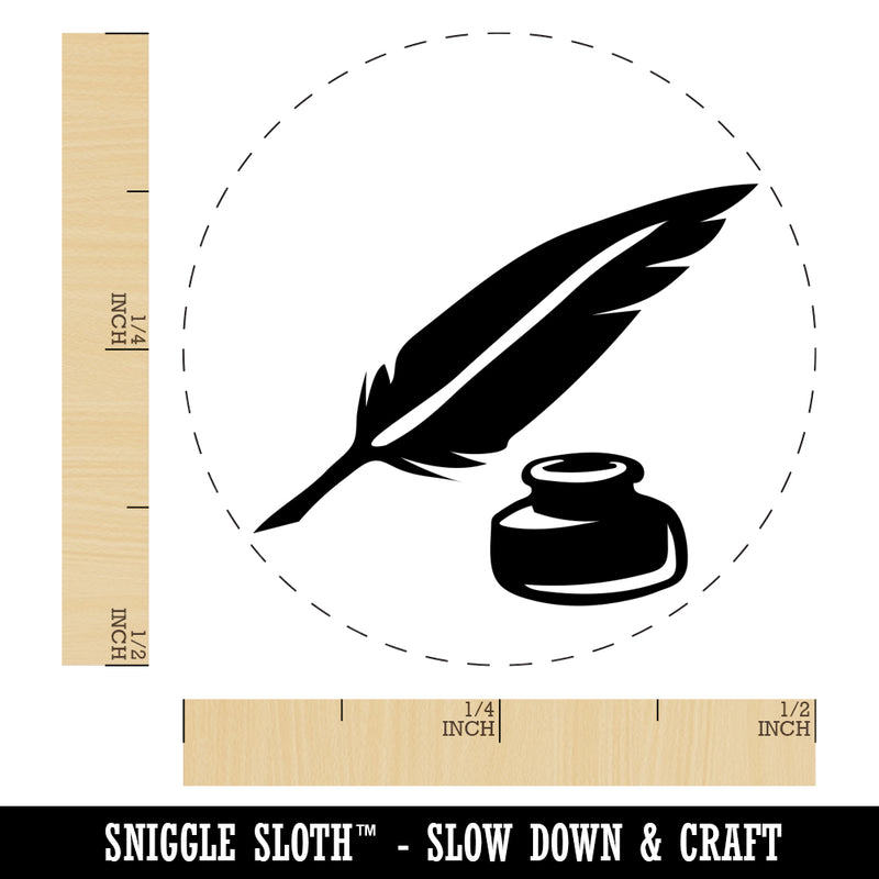 Quill Feather Pen and Ink Self-Inking Rubber Stamp for Stamping Crafting Planners