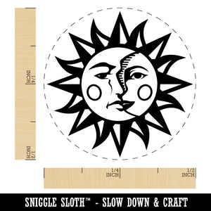 Sun and Moon Heraldic Faces Self-Inking Rubber Stamp for Stamping Crafting Planners