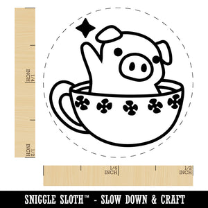 Teacup Pig Self-Inking Rubber Stamp for Stamping Crafting Planners