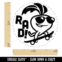 Totally Rad Radish on Skateboard Self-Inking Rubber Stamp for Stamping Crafting Planners