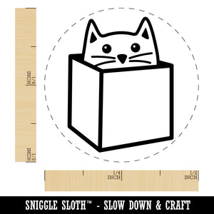 Cat in Box Self-Inking Rubber Stamp for Stamping Crafting Planners