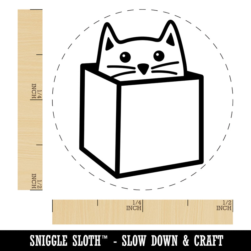 Cat in Box Self-Inking Rubber Stamp for Stamping Crafting Planners