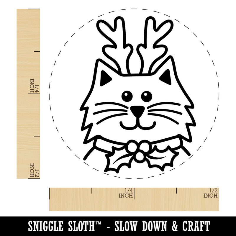 Cat Reindeer Christmas Self-Inking Rubber Stamp for Stamping Crafting Planners