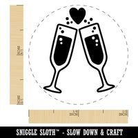 Cheers Toast Champagne Heart Love Wedding Anniversary Self-Inking Rubber Stamp for Stamping Crafting Planners