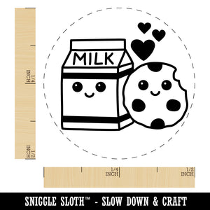 Cute Milk and Cookies Best Friends Love Self-Inking Rubber Stamp for Stamping Crafting Planners