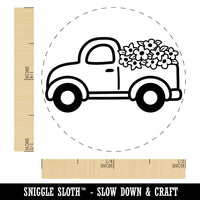 Cute Truck with Flowers Self-Inking Rubber Stamp for Stamping Crafting Planners