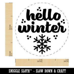 Hello Winter Self-Inking Rubber Stamp for Stamping Crafting Planners