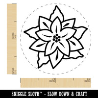 Pretty Poinsettia Christmas Self-Inking Rubber Stamp for Stamping Crafting Planners