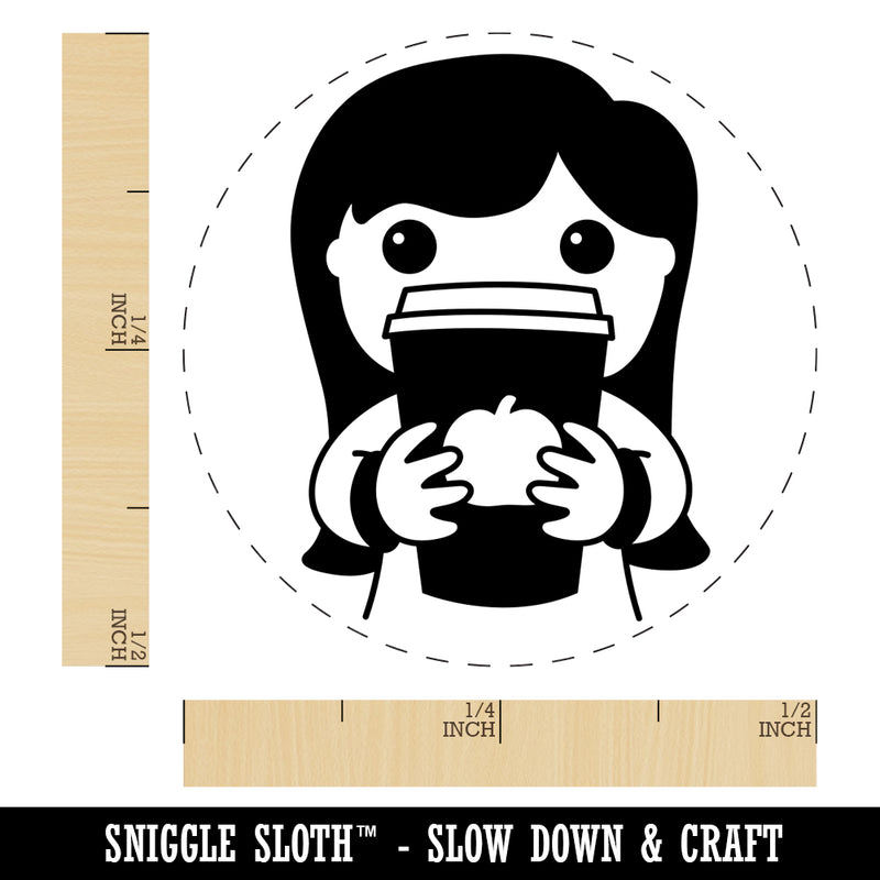 Pumpkin Latte Girl Fall Coffee Self-Inking Rubber Stamp for Stamping Crafting Planners